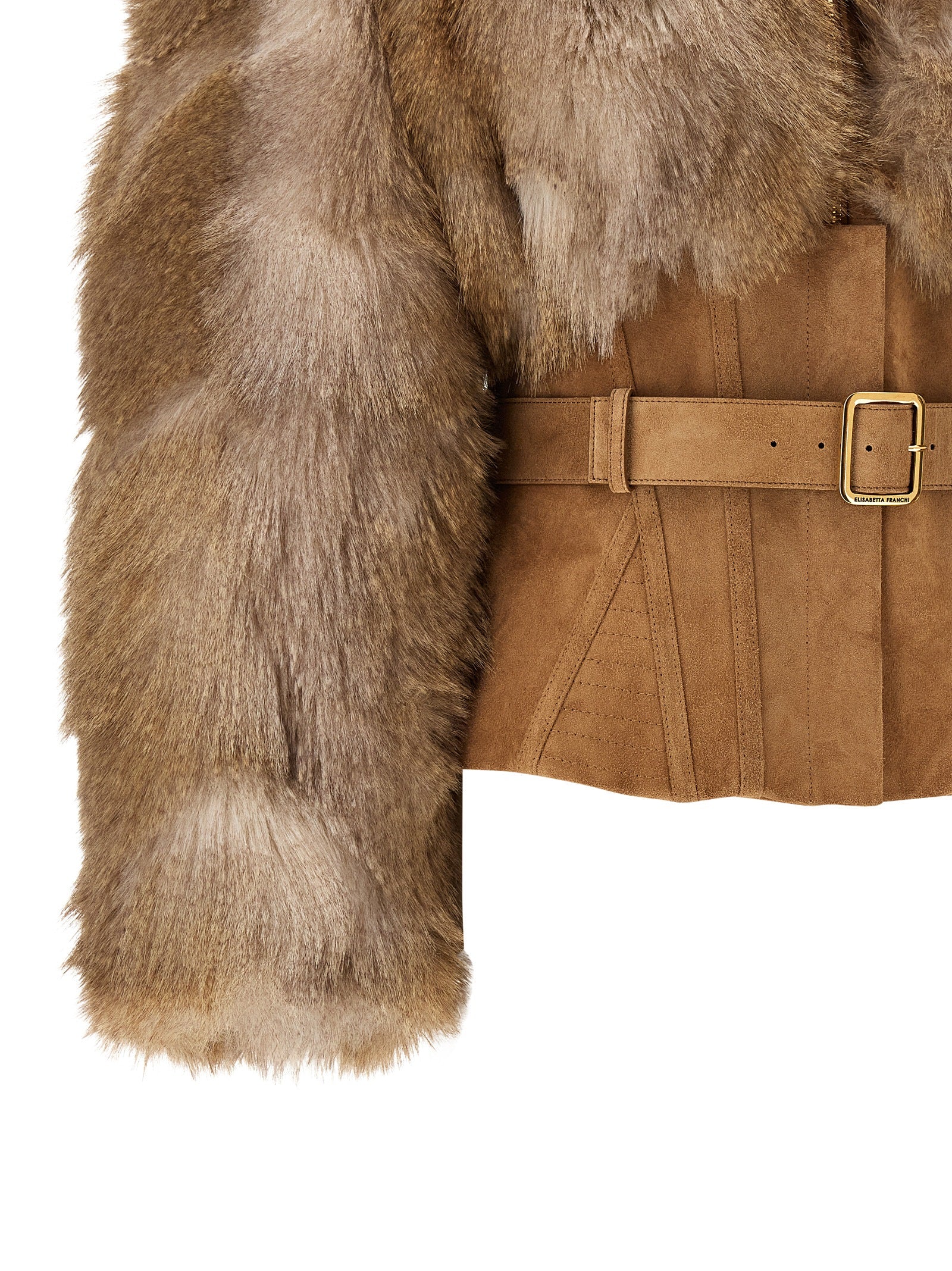 Brown Polyester Full-Length Jacket