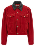 Red Cotton Full-Length Jacket