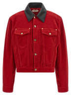 Red Cotton Full-Length Jacket