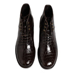 Dark Brown Leather Lace Up Short Boots Shoes