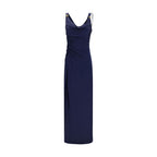 Blue Viscose Casual Dress