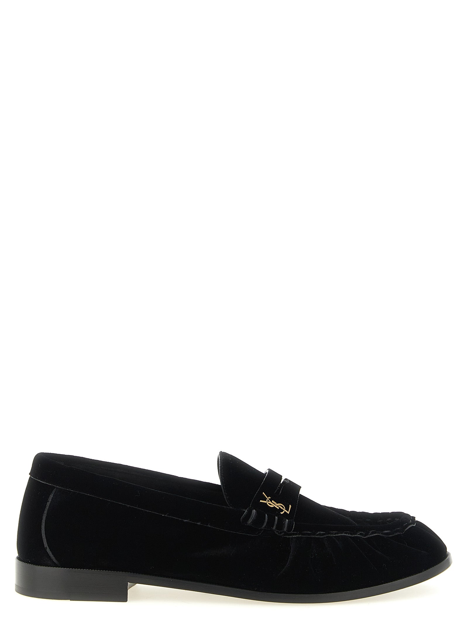 Black Viscose Slip-On Loafers