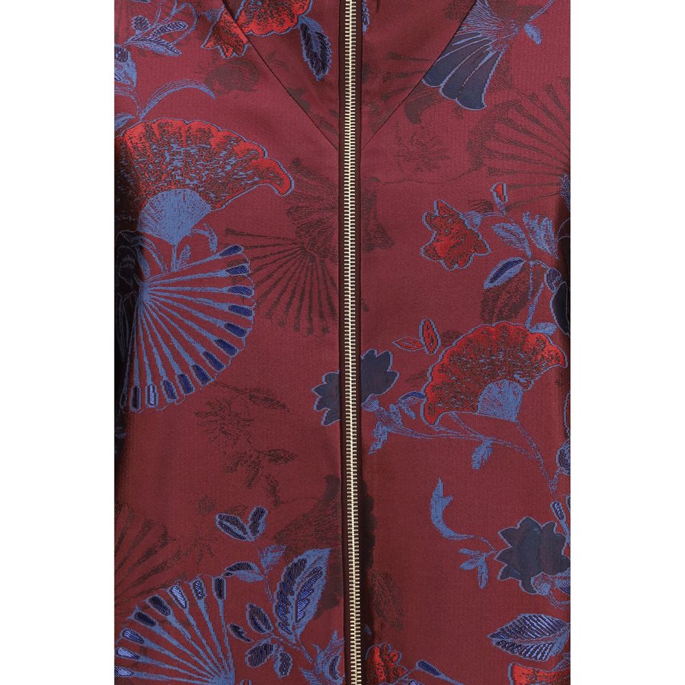 Bordeaux Polyester Full-Length Jacket
