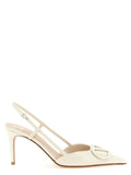White Calfskin High Heel Pumps