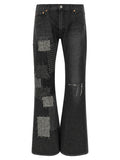 Black Cotton Flared Jeans