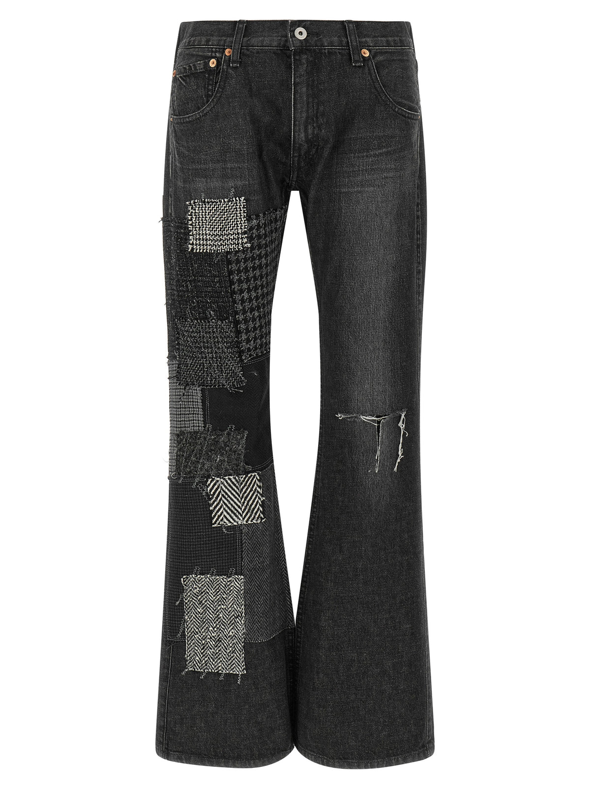 Black Cotton Flared Jeans