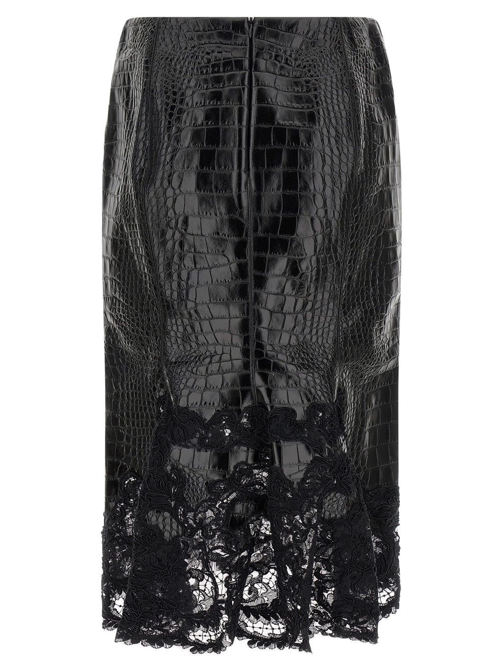 Black Calfskin Midi Skirt