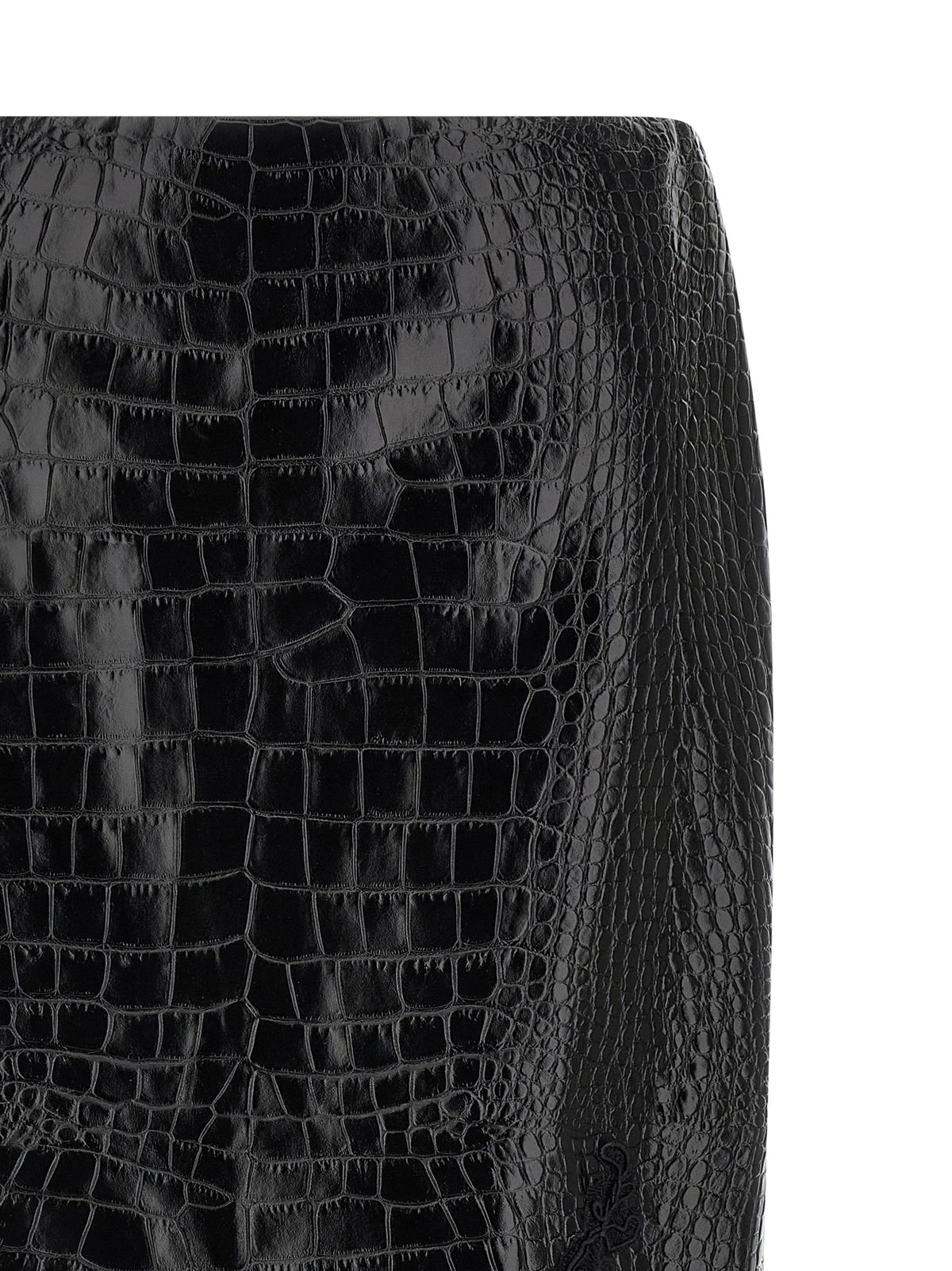Black Calfskin Midi Skirt