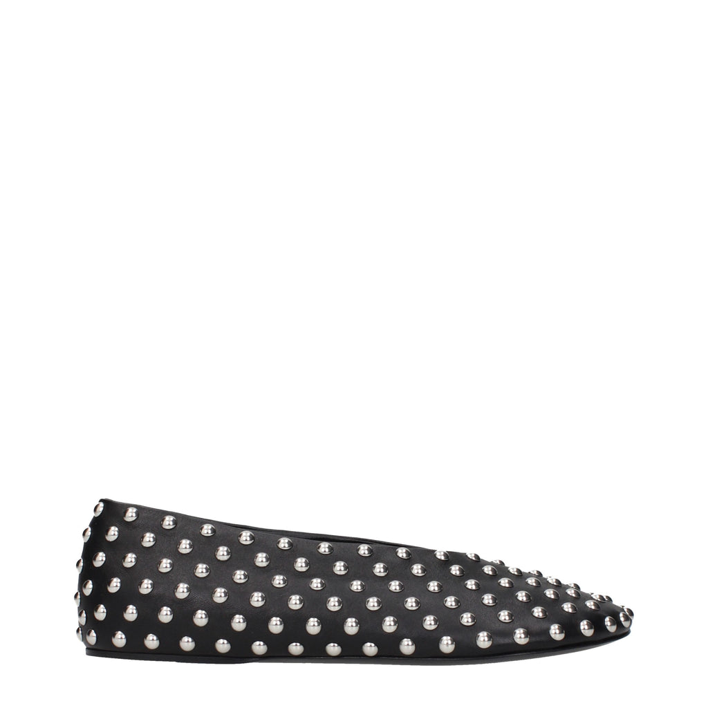 Black Leather Ballet Flats