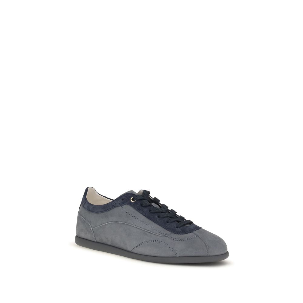 Gray Calf Leather Bos Taurus Low Top Sneakers