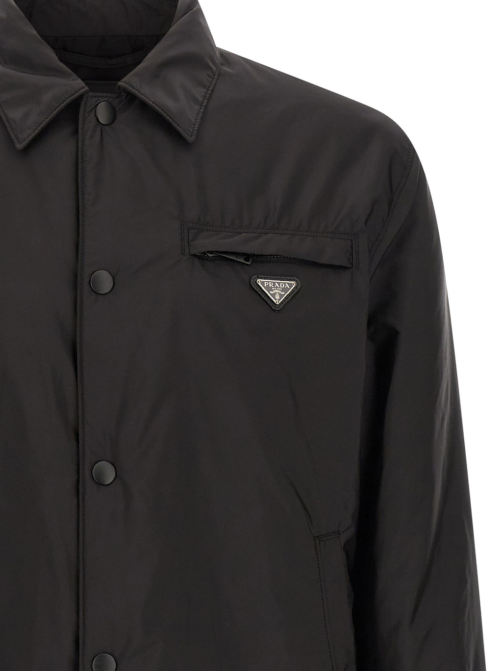 Black Recycled Polyamide Full-Length Jacket