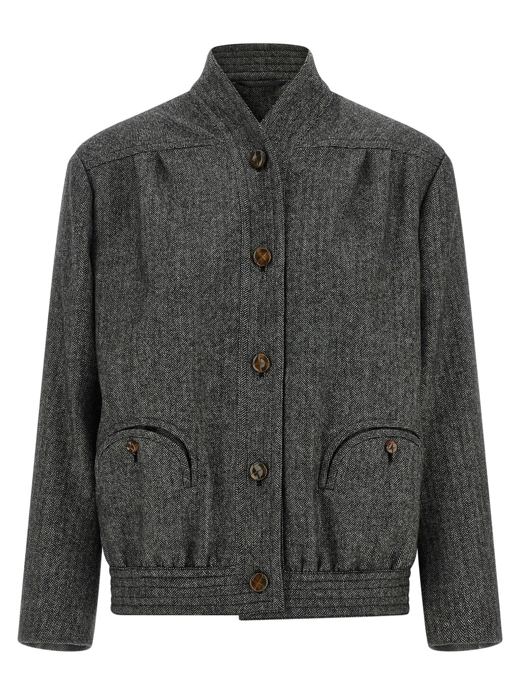 Gray Virgin Wool Full-Length Jacket
