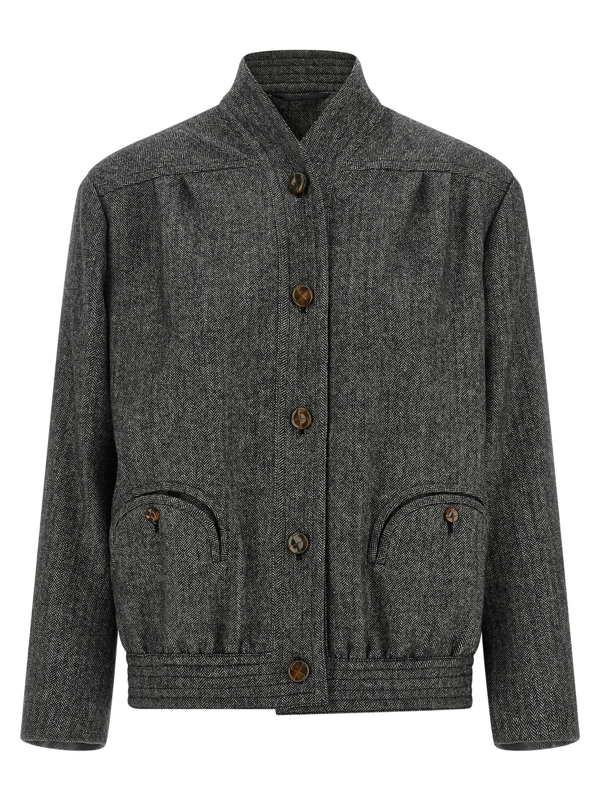 Gray Virgin Wool Full-Length Jacket