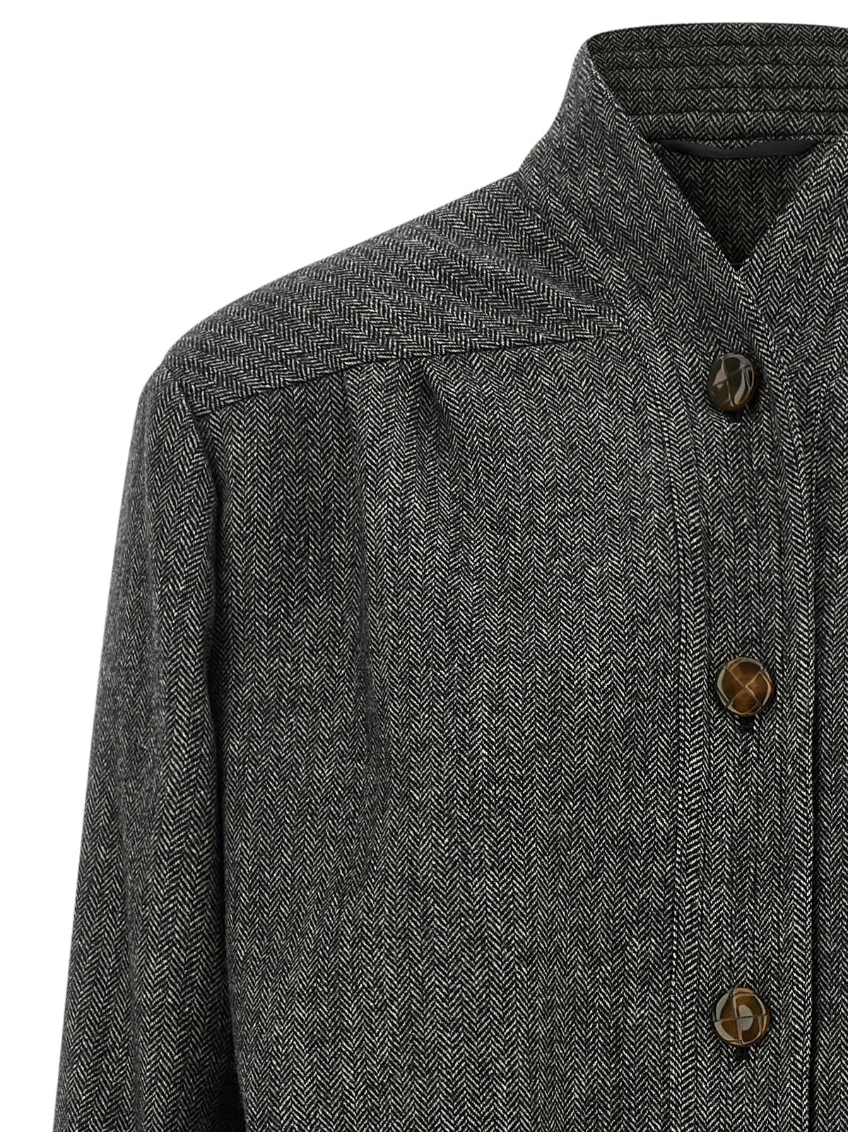 Gray Virgin Wool Full-Length Jacket