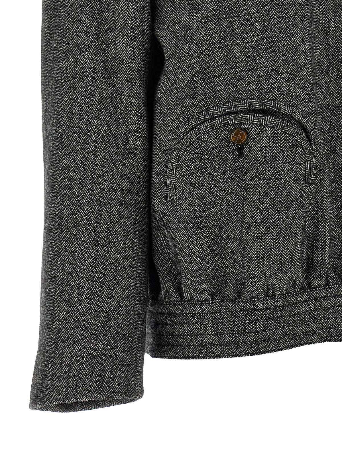 Gray Virgin Wool Full-Length Jacket