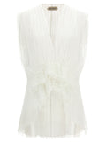 White Polyester Sleeveles T-Shirt