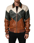 Multicolored Leather Full Zip Men Jacket