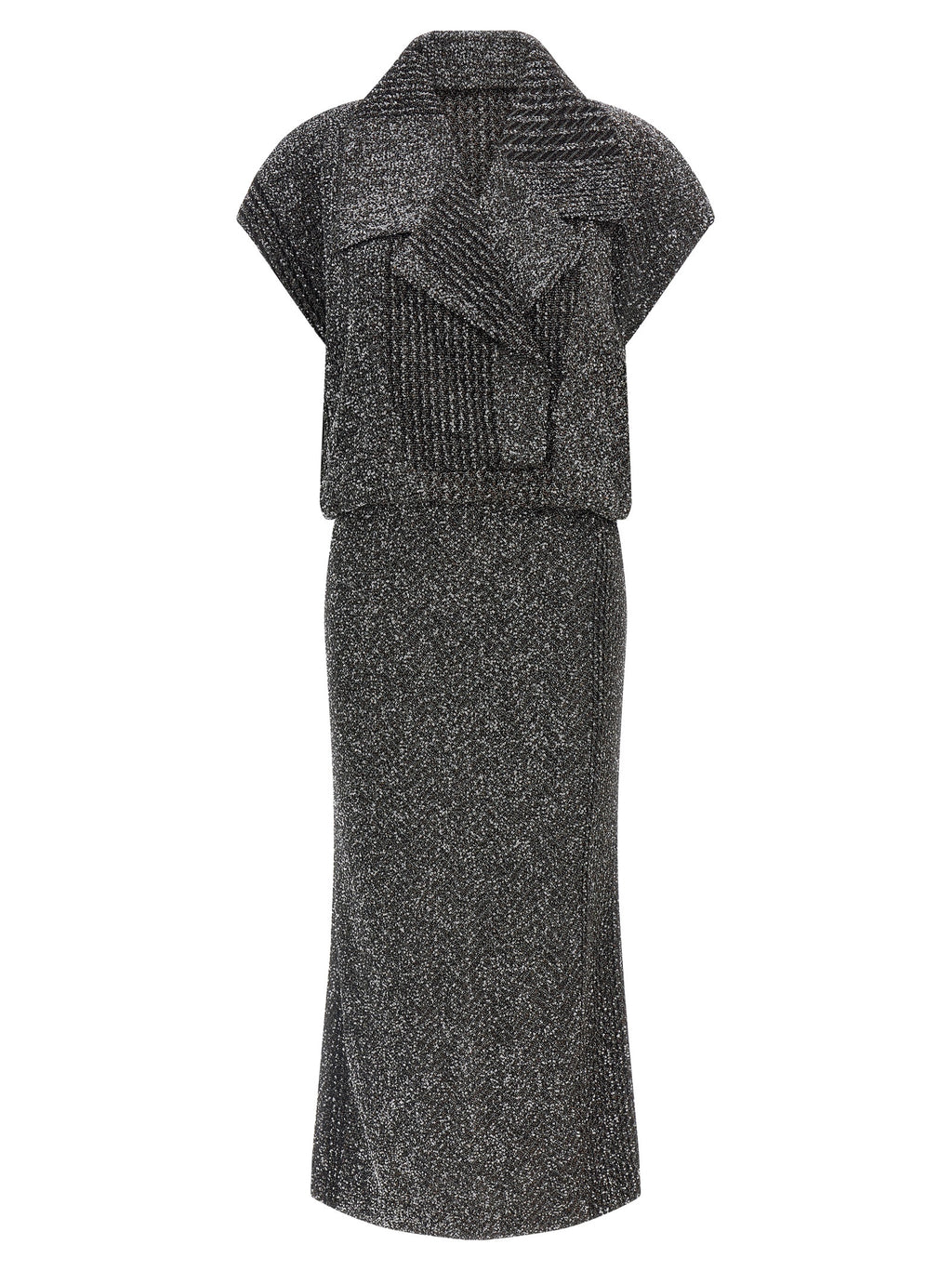 Gray Polyamide Midi Dress