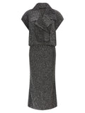 Gray Polyamide Midi Dress