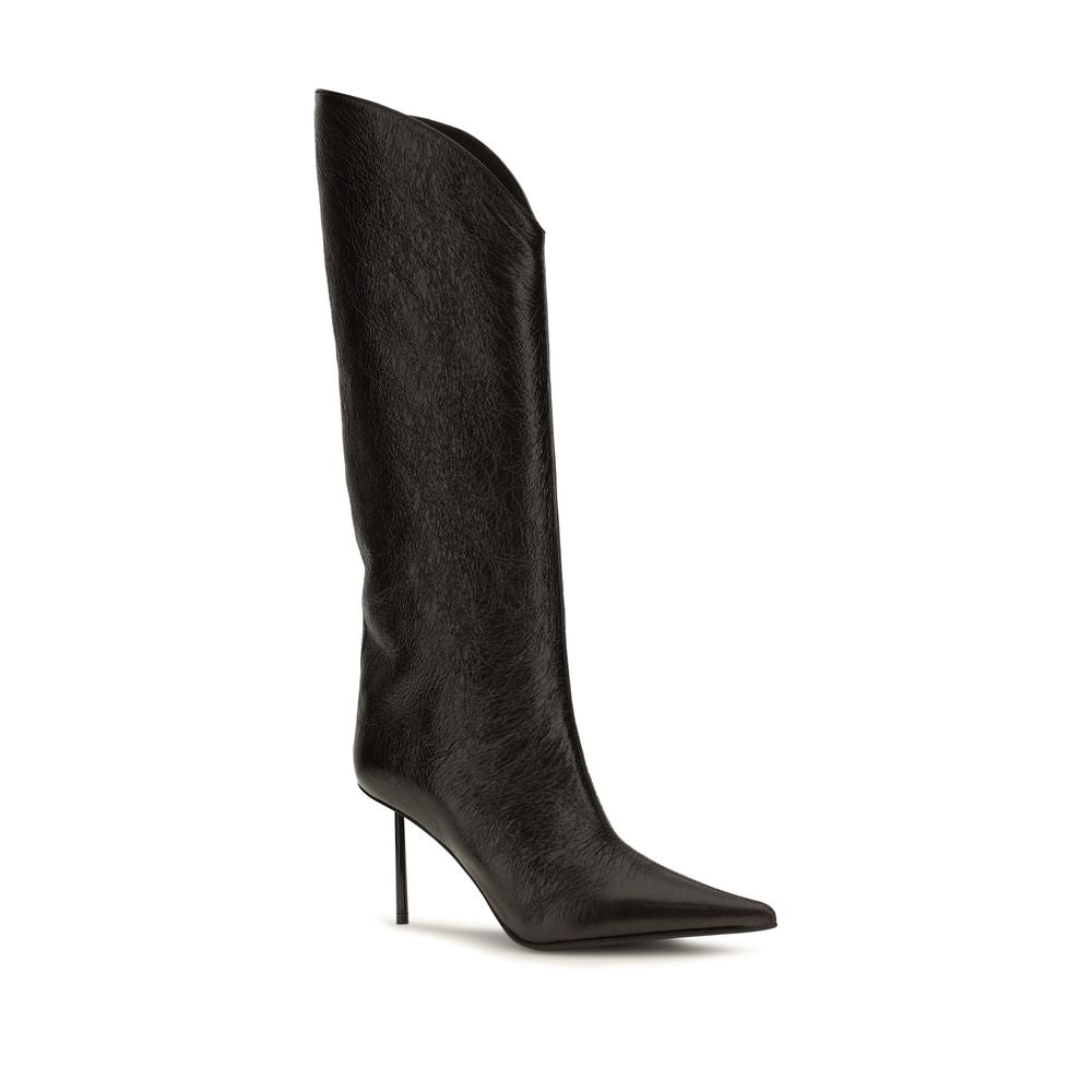 Black Calf Leather Bos Taurus High Heel Boots