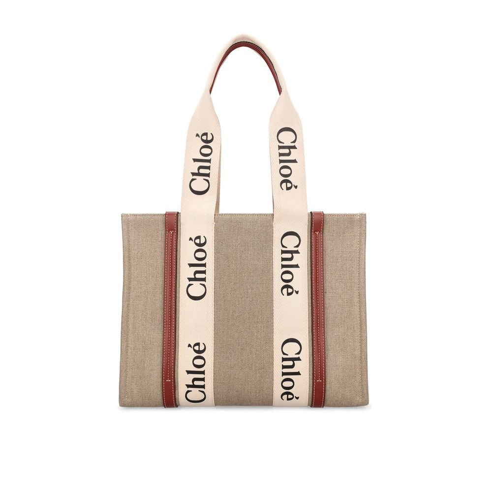 Beige Linen Tote Bag