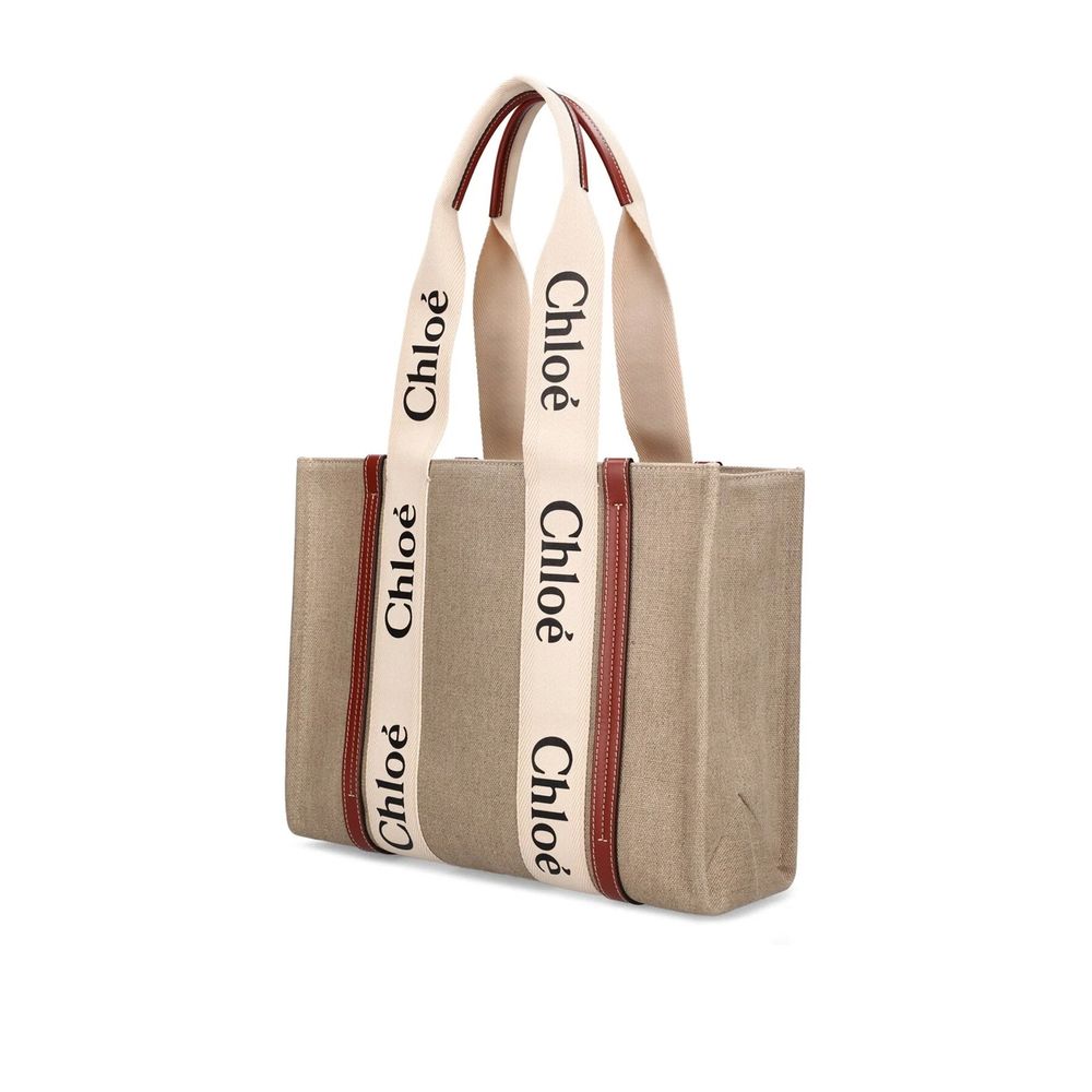 Beige Linen Tote Bag