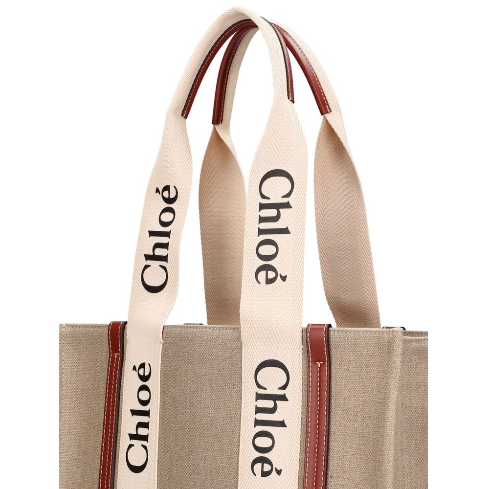 Beige Linen Tote Bag