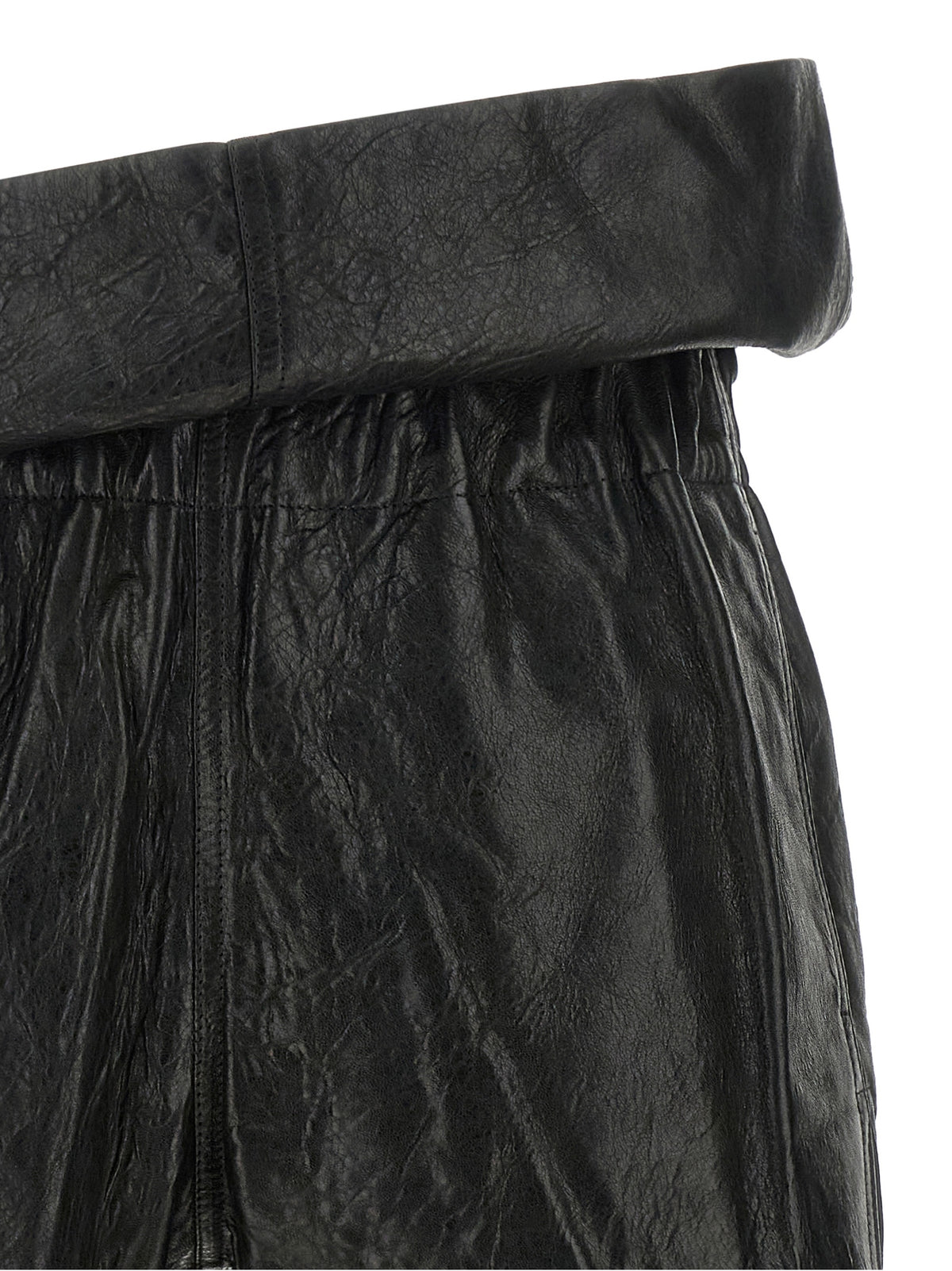Black Lamb Leather Bermuda Shorts