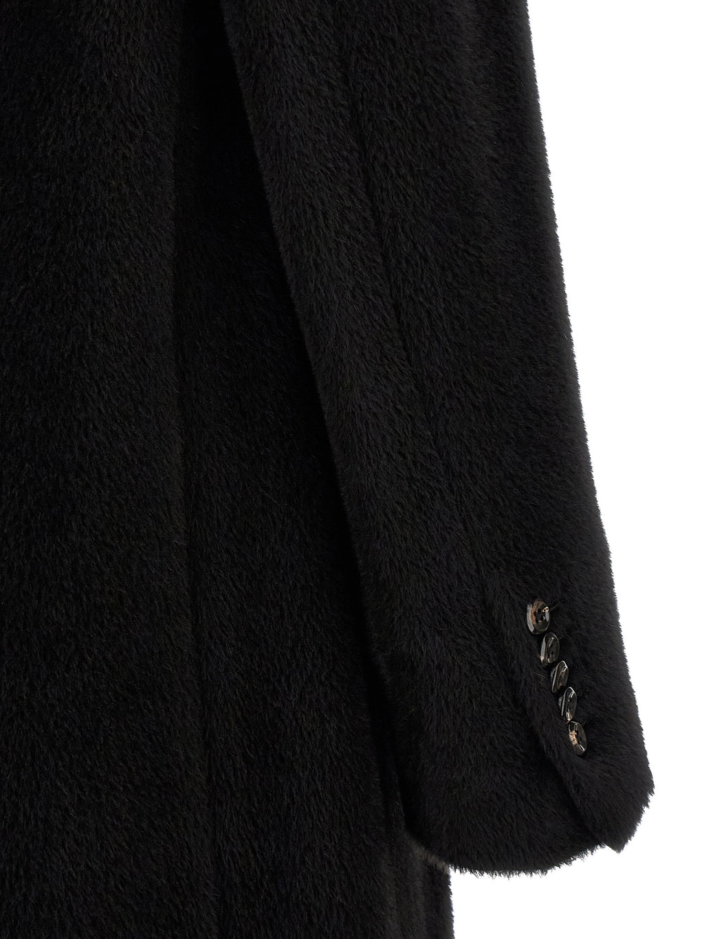 Black Alpaca Leather Coat