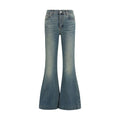 Blue Cotton Flared Jeans