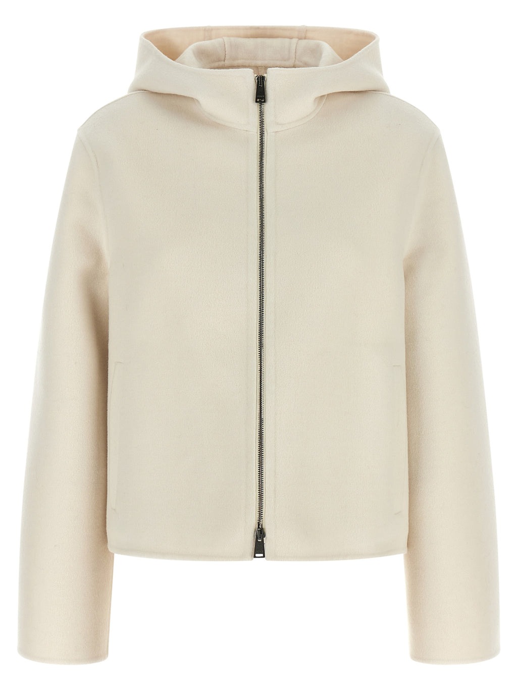 White Virgin Wool Full-Length Jacket