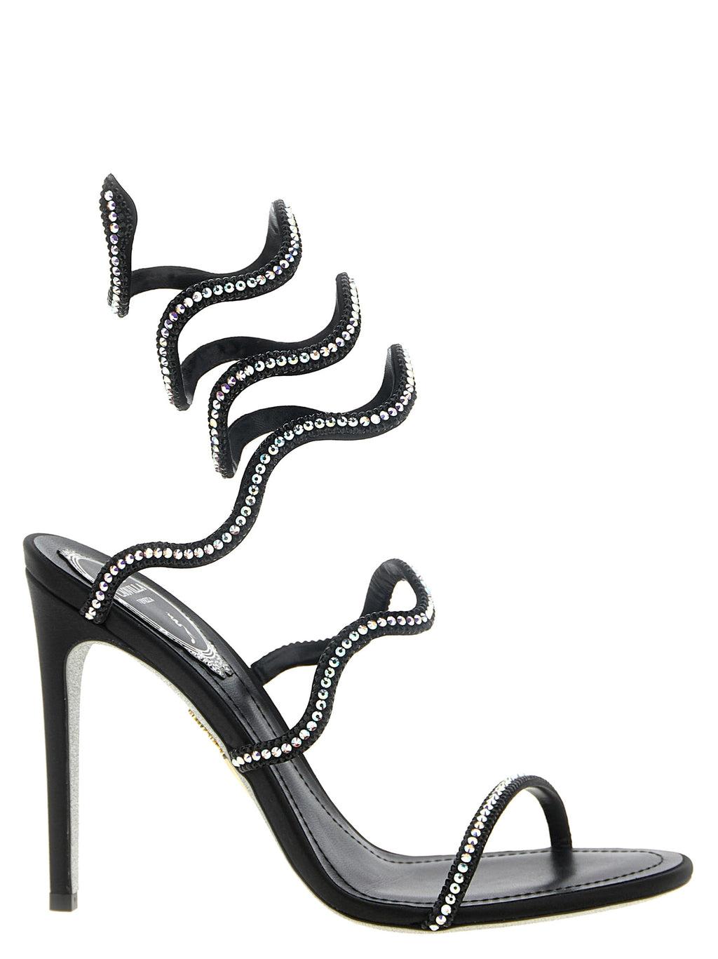 Black Satin Stiletto Heel Sandals