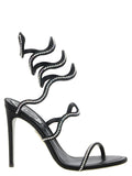Black Satin Stiletto Heel Sandals