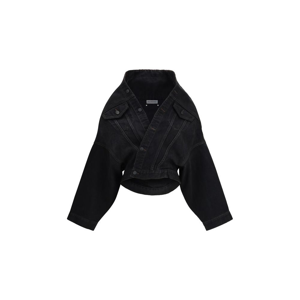 Black Cotton Denim Jacket