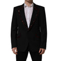Black Crystal Embellished Coat Blazer Jacket