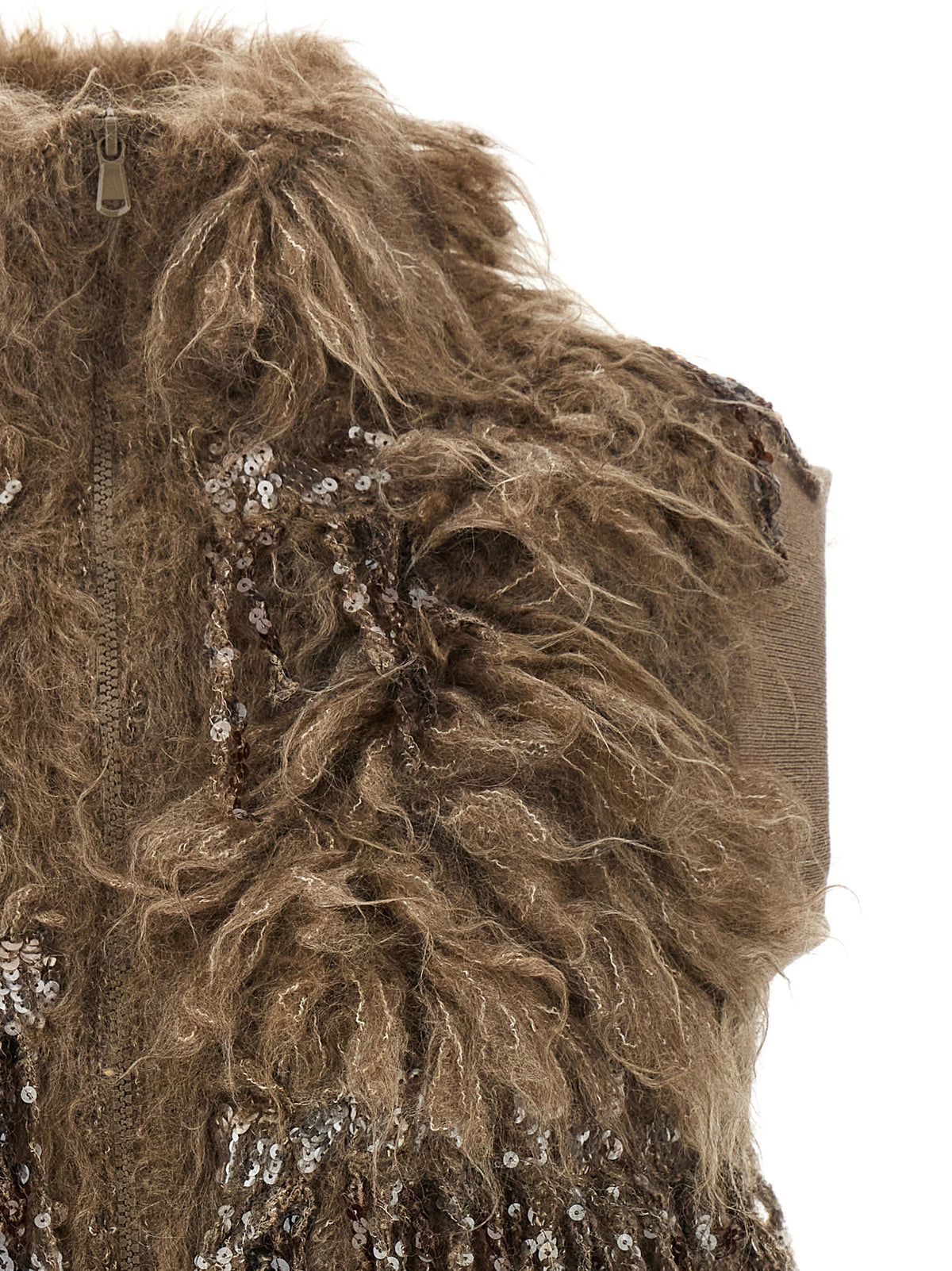 Brown Wool Sleeveless Jacket
