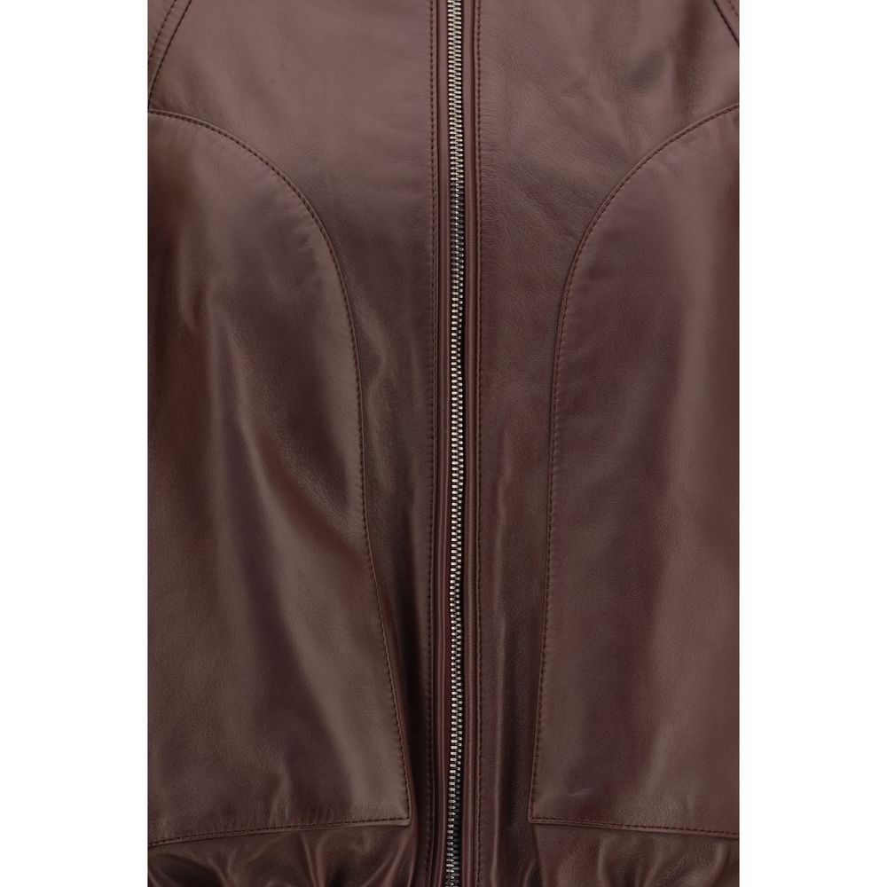 Bordeaux Lamb Ovis Aries Leather Jacket
