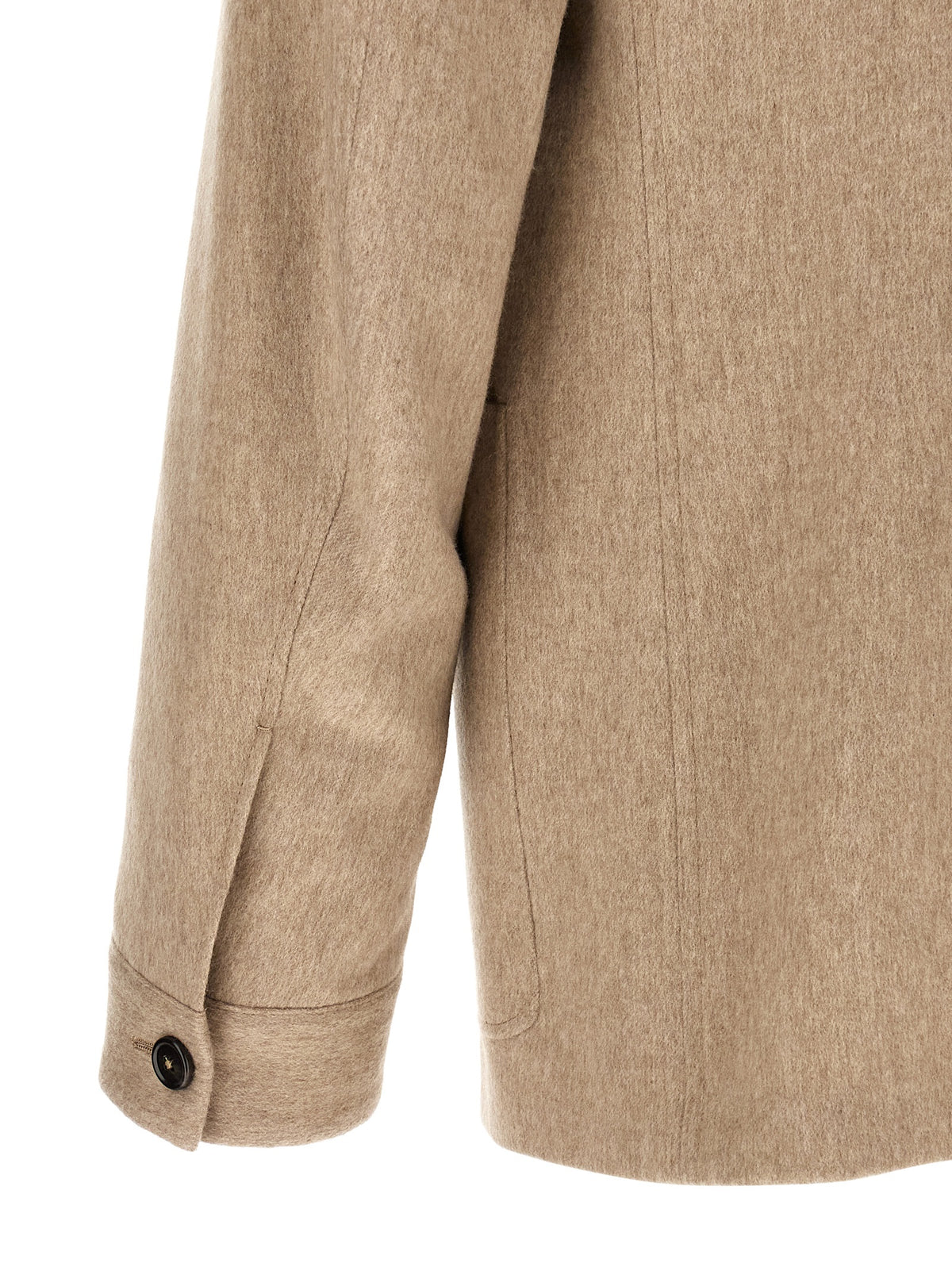 Beige Cashmere Full-Length Jacket
