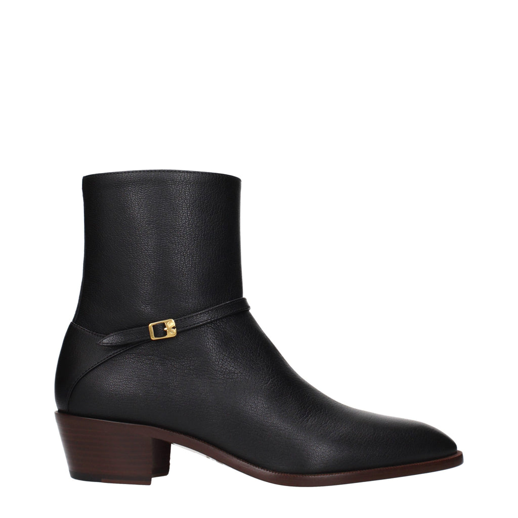 Black Leather Ankle Boots