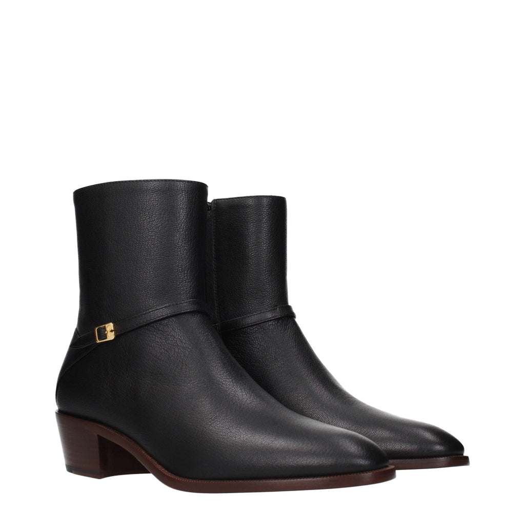 Black Leather Ankle Boots