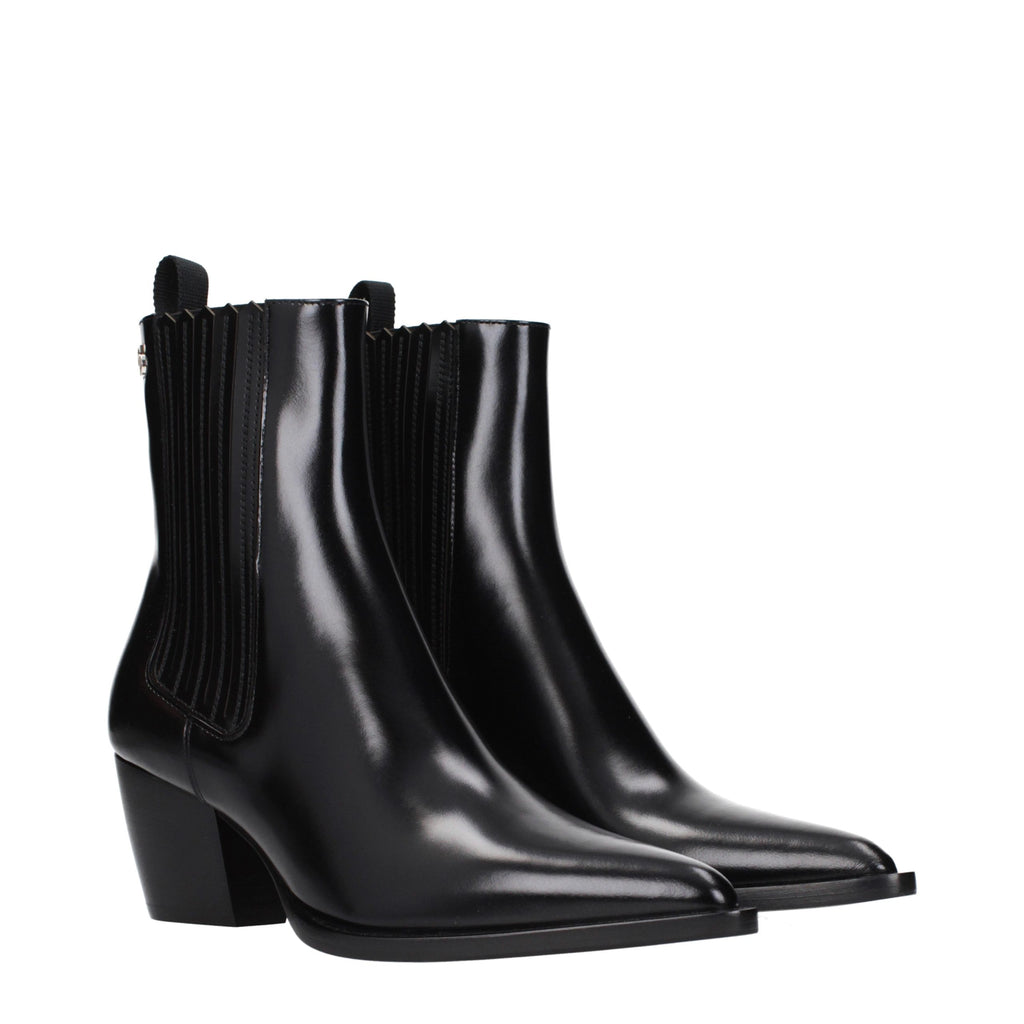 Black Leather Ankle Boots