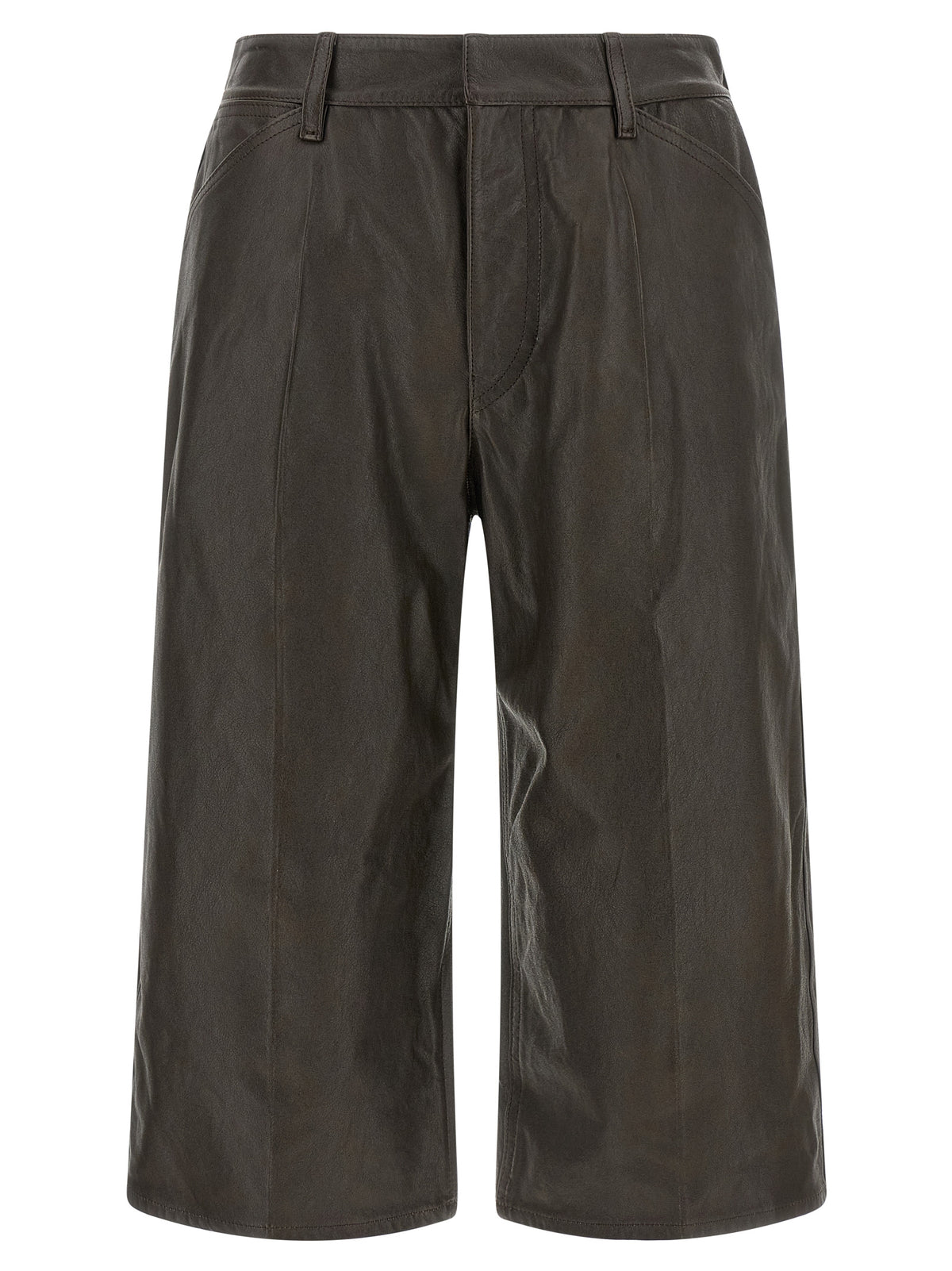 Brown Calfskin Bermuda Shorts