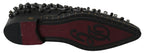 Black Leather Crystals Dress Broque Shoes