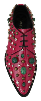 Pink Leather Crystals Dress Broque Shoes