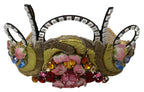 Gold Brass Floral Crystals LED Lights Crown Tiara Diadem