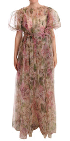 Multicolor Floral Print Long Maxi Gown Dress