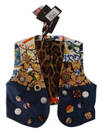 Multicolor Embellished Waist Coat Cotton Top