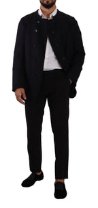 Gray Alpaca Button Down Men Coat Jacket