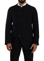 Gray Alpaca Button Down Men Coat Jacket