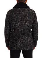 Black Wool Double Breasted Coat Men Jacket